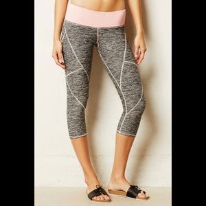 Anthropologie Pure Good Gray Pink Yoga Crops Capri